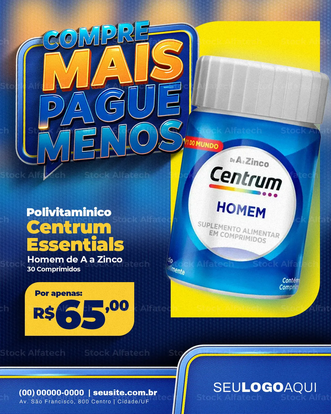 Compre mais e pague menos com vitaminas em destaque — Psd flyer 100% editável