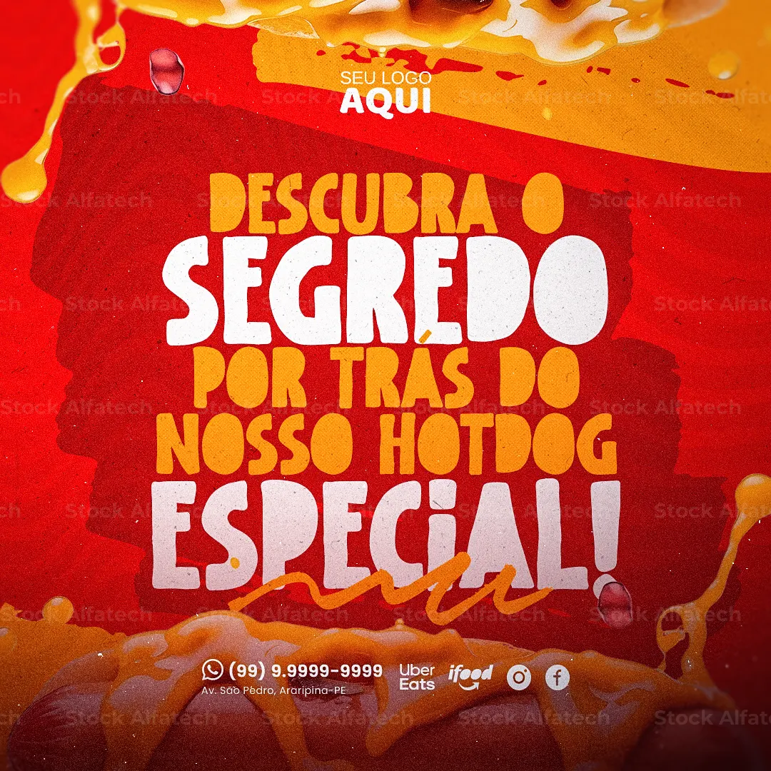 Psd flyer 100% editável com chamada para hotdog recheado