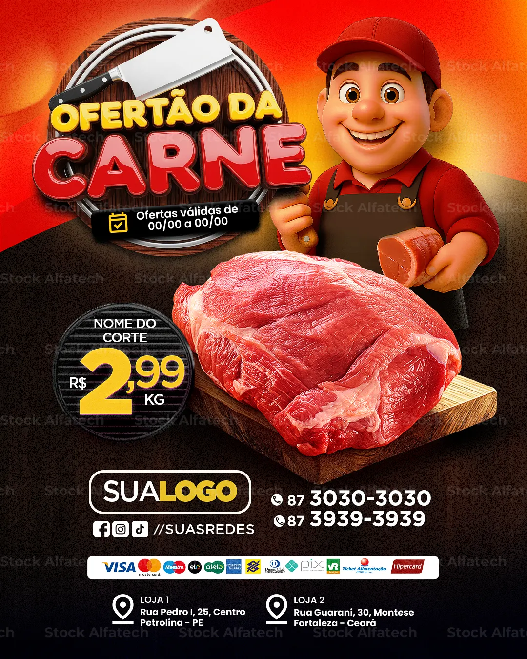 Ofertão da carne com chamada pesada para açougue vender mais — Psd feed 100% editável