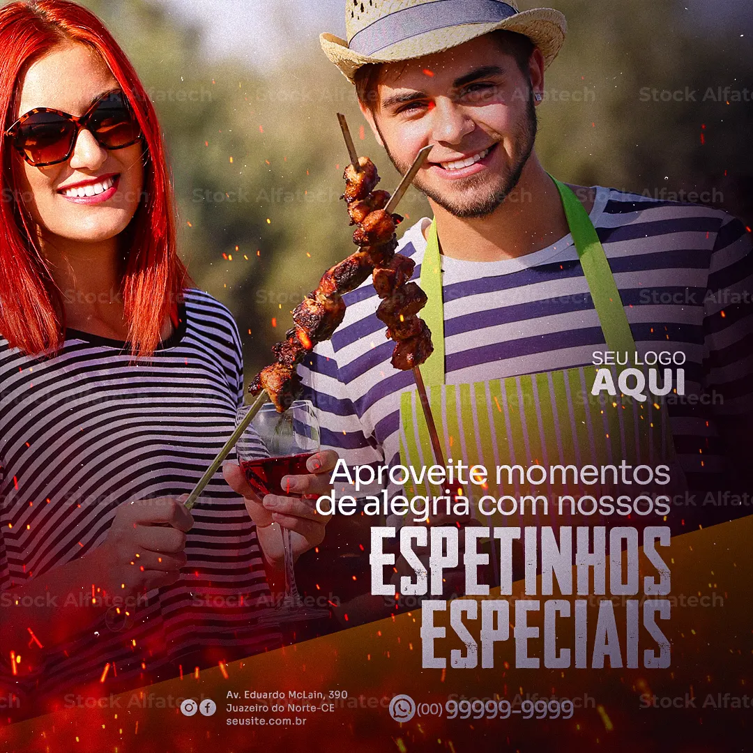 Churrasquinho bem servido — Psd flyer 100% editável para promoção