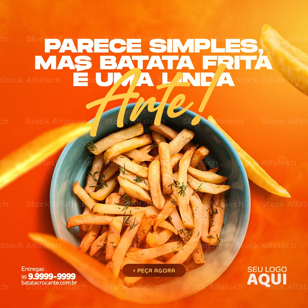 Psd flyer 100% editável para divulgação de batata frita gourmet