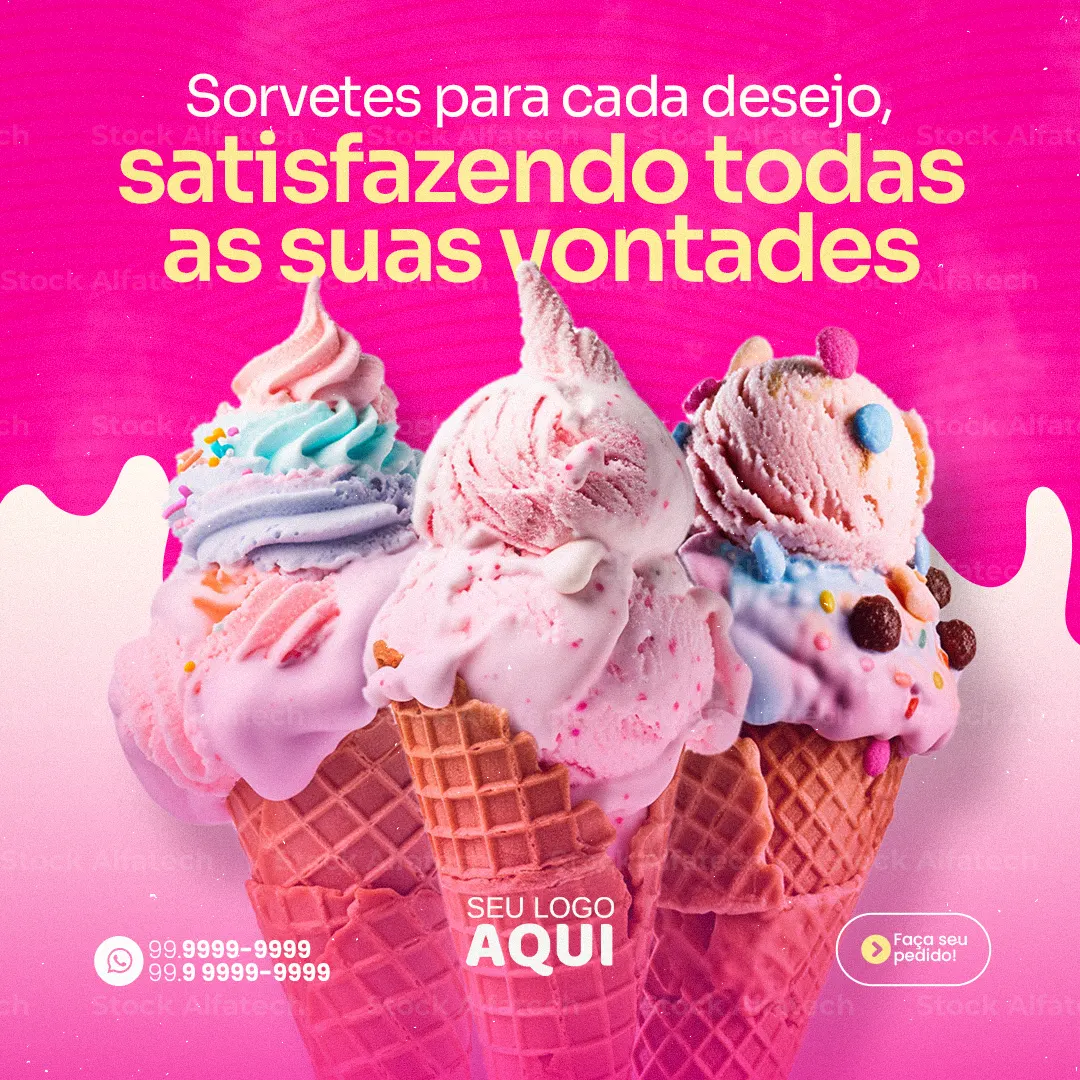 Psd flyer 100% editável para combo de sorvete e sobremesa