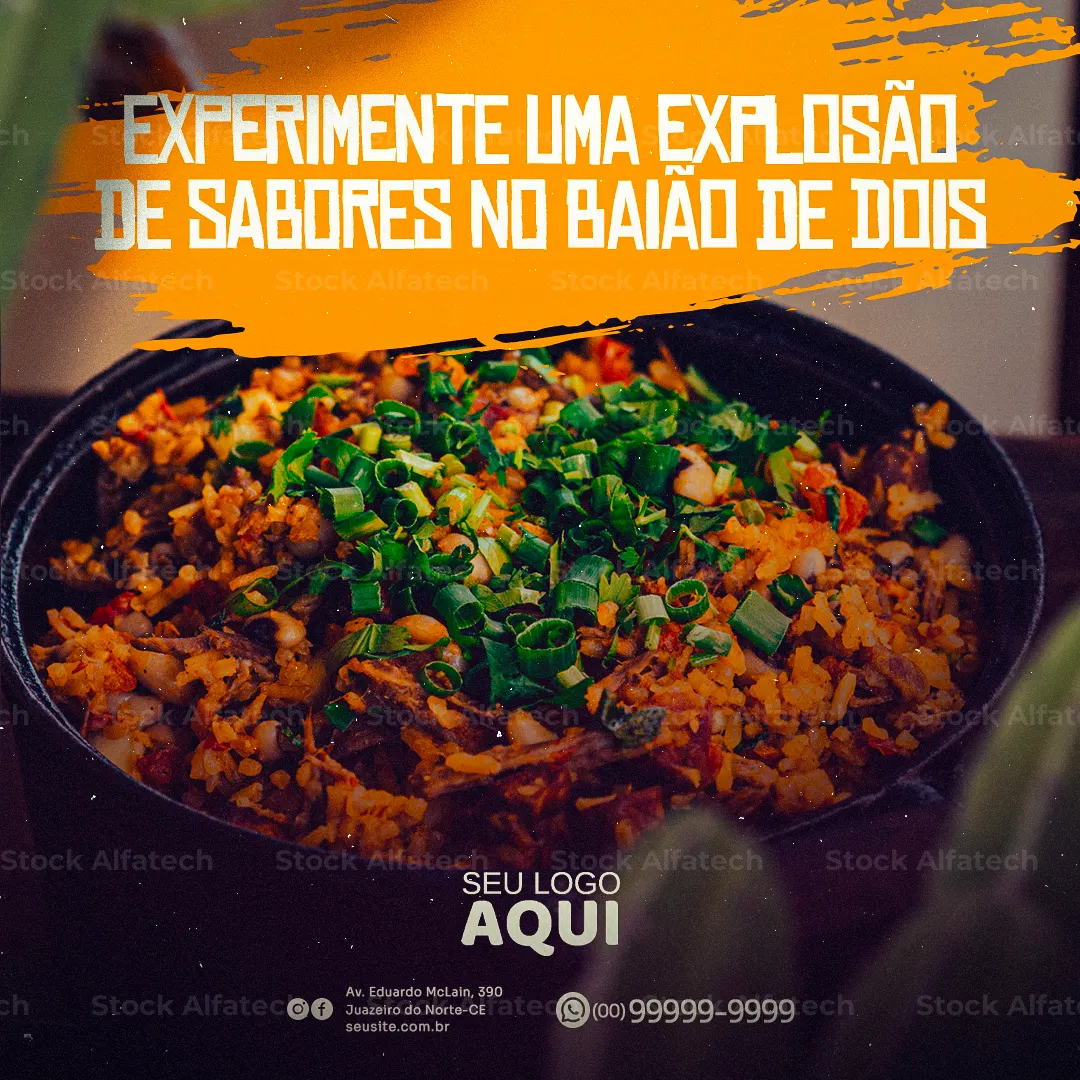 Baião de dois para restaurante e delivery em Psd flyer 100% editável