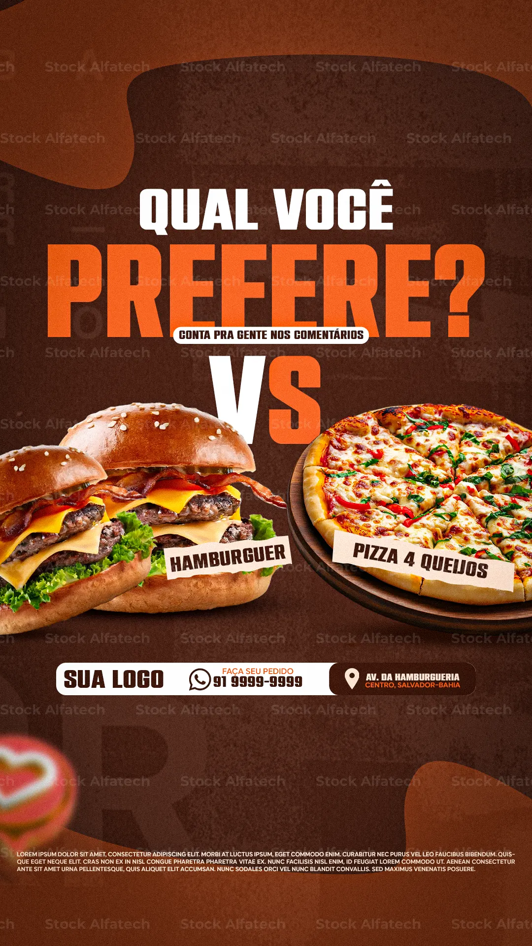 Psd flyer 100% editável com anúncio de hamburgueria para Stories