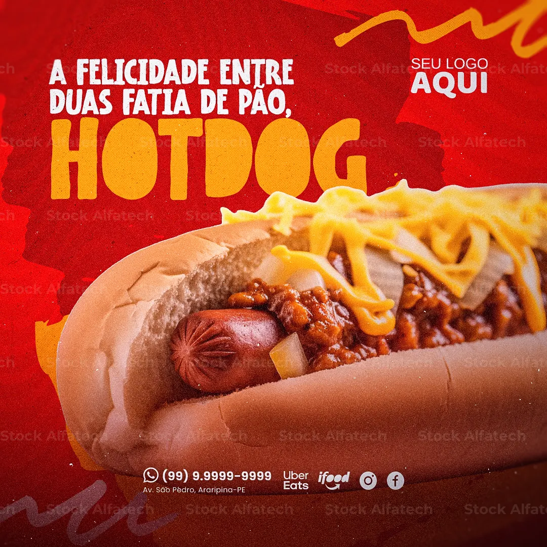 Psd flyer 100% editável para hotdog com entrega rápida
