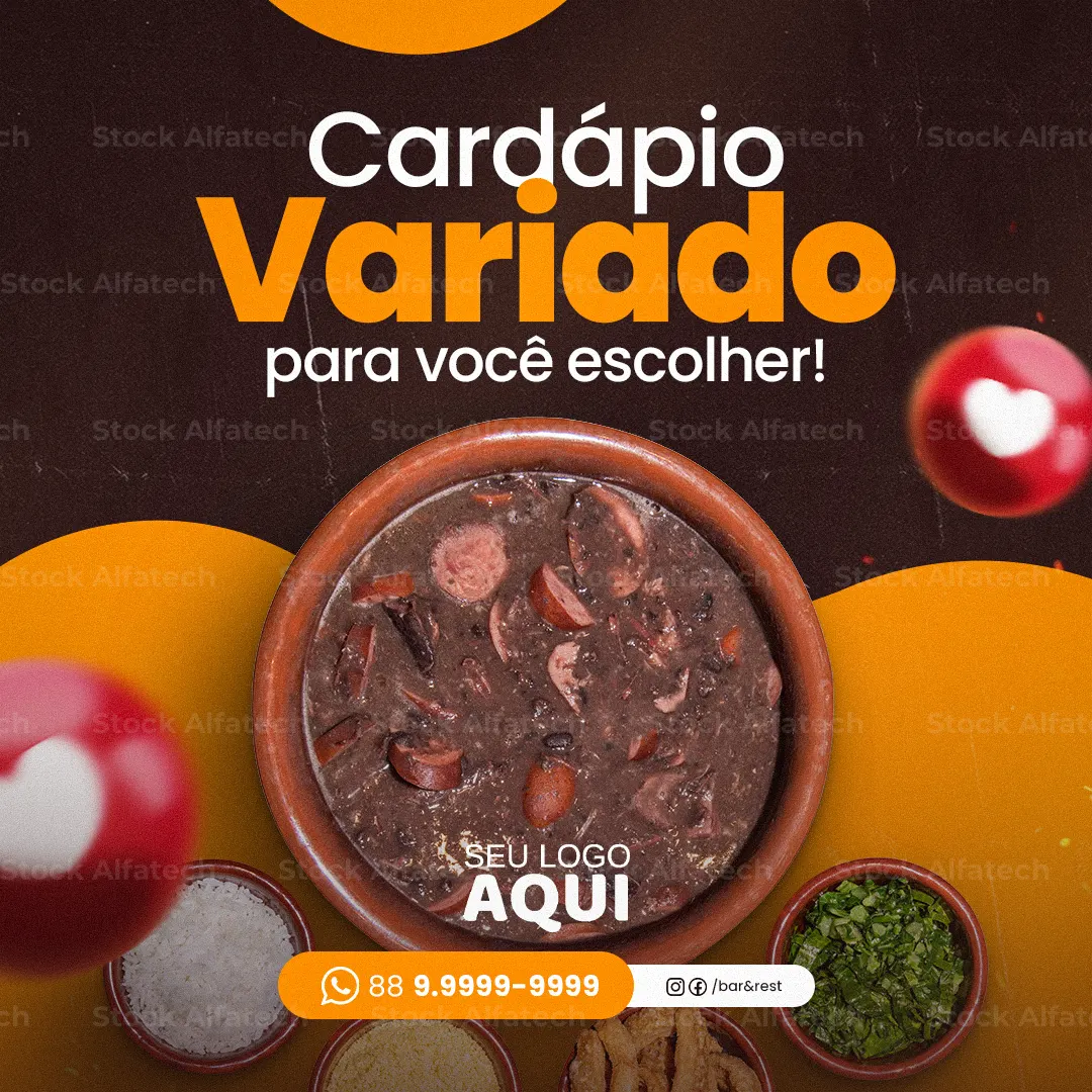 Cardápio variado para você escolher