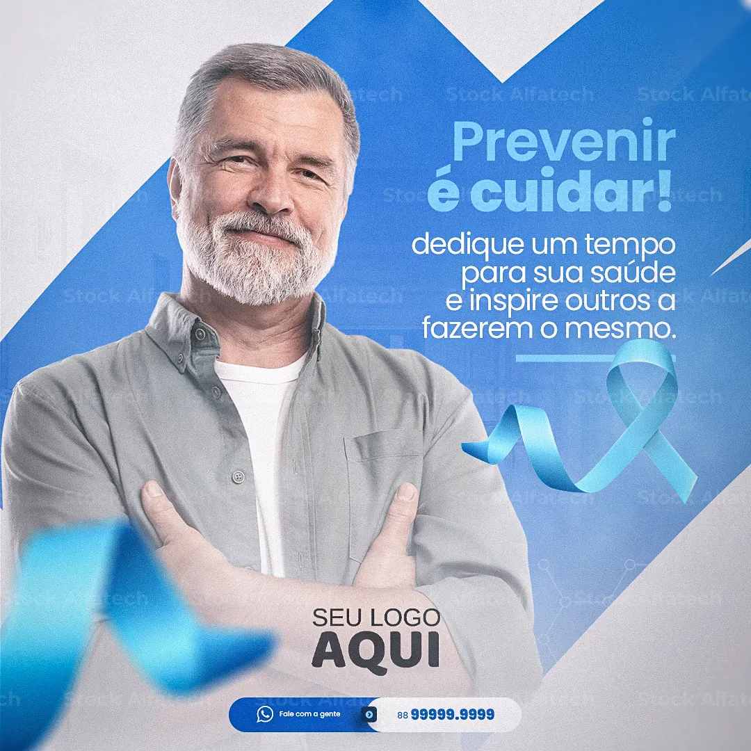 Novembro Azul com mensagem de cuidado e prevenção em Psd flyer 100% editável