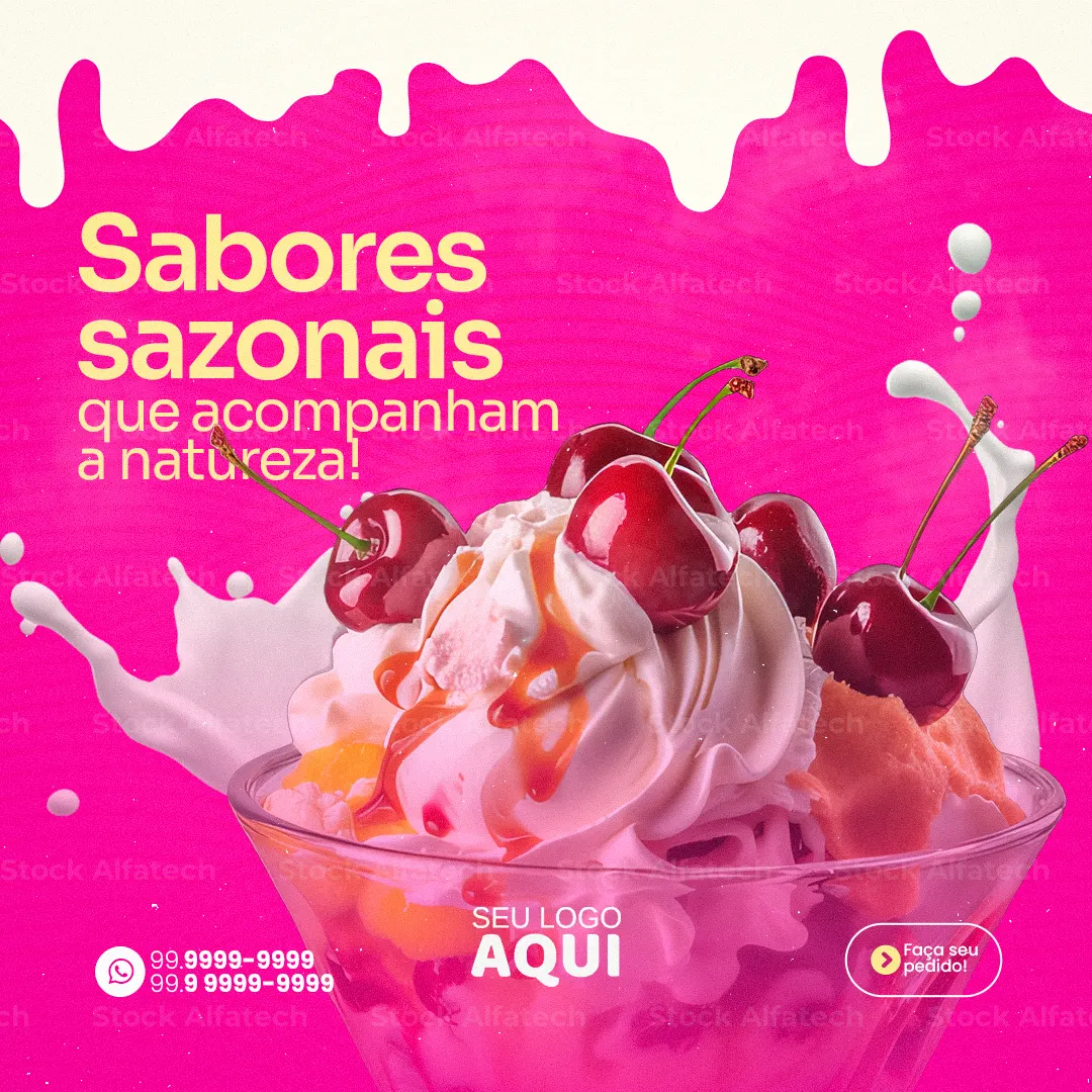 Sorveteria com delícias para crianças e adultos — Psd flyer 100% editável