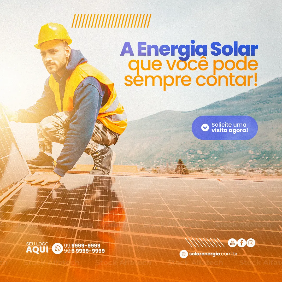 Energia solar para comércio em Psd flyer 100% editável