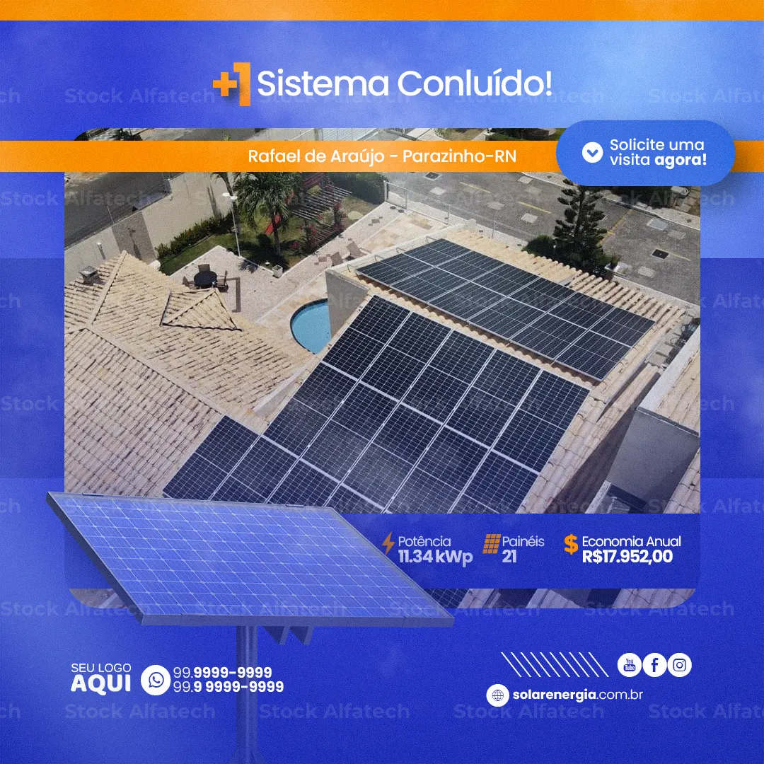 Psd flyer 100% editável com chamada para instalação de energia solar