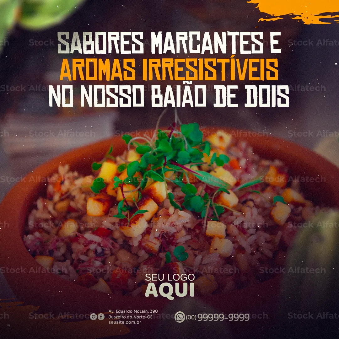 Comida boa de verdade com baião de dois — Psd flyer 100% editável