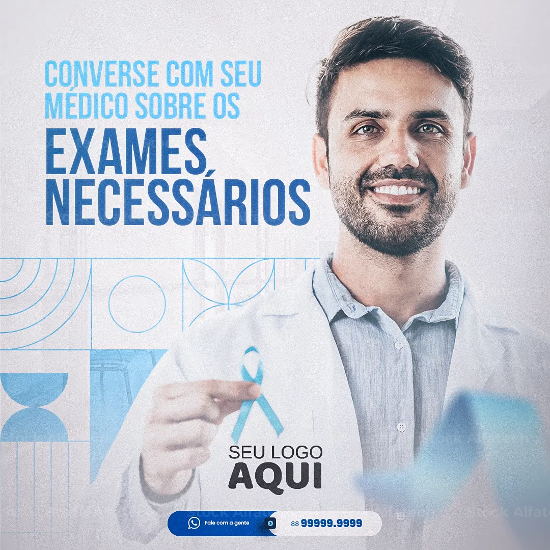 Novembro Azul com laço e mensagem de conscientização em Psd flyer 100% editável