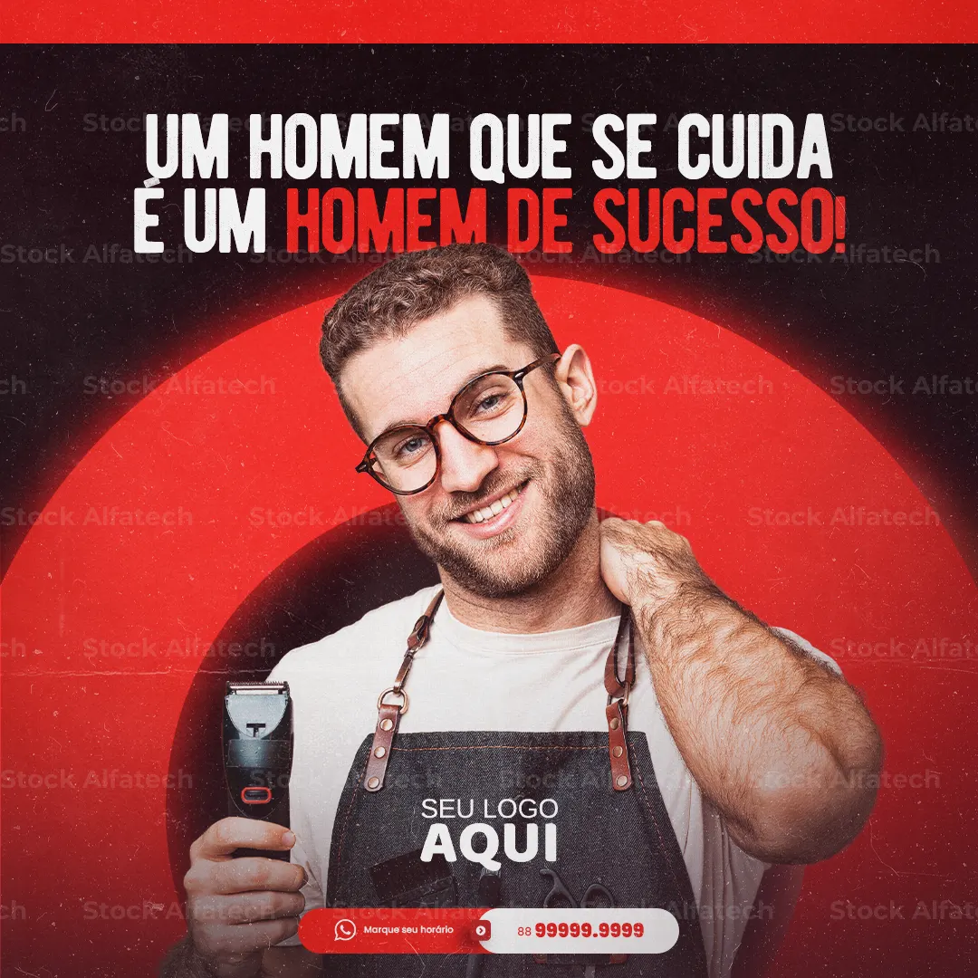 Cabelo na régua e barba no estilo — Psd flyer 100% editável