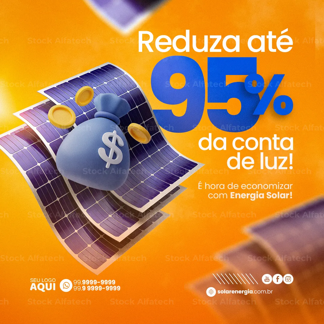 Painéis fotovoltaicos para sua economia — Psd flyer 100% editável