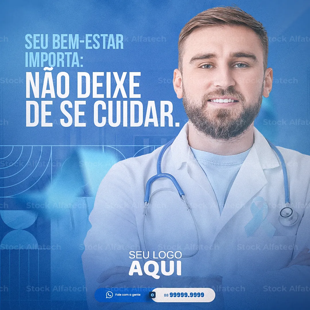 Psd flyer 100% editável para saúde do homem com tema azul