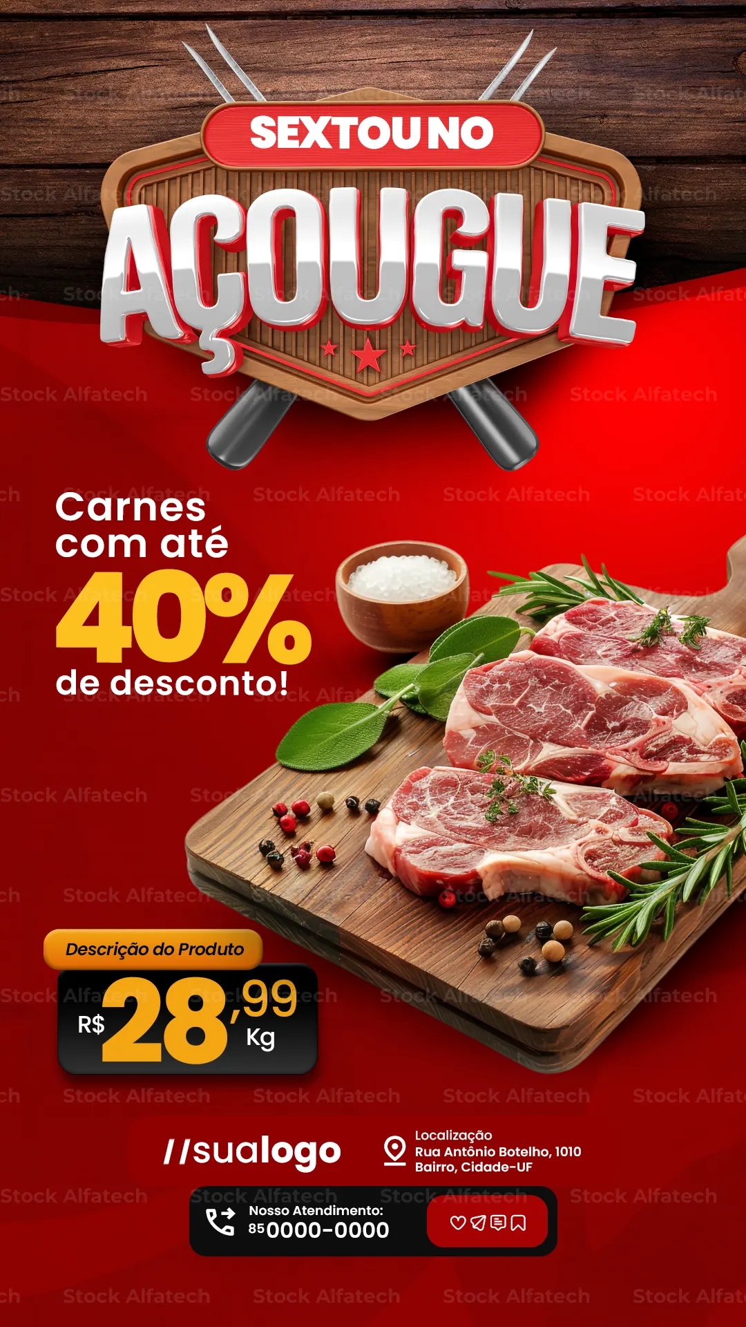 Sextou no açougue com carne no precinho — Psd flyer 100% editável