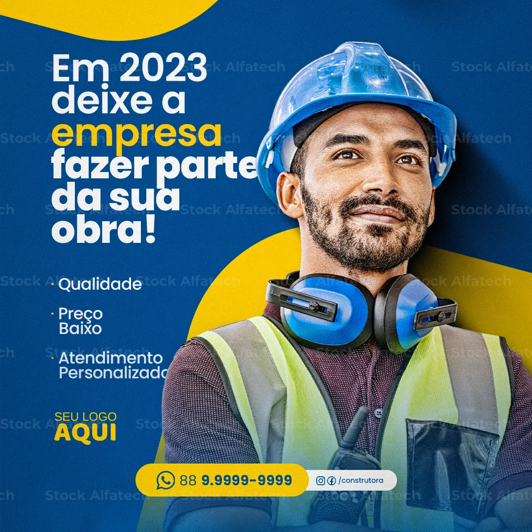 Do alicerce ao acabamento em Psd flyer 100% editável para loja de construção