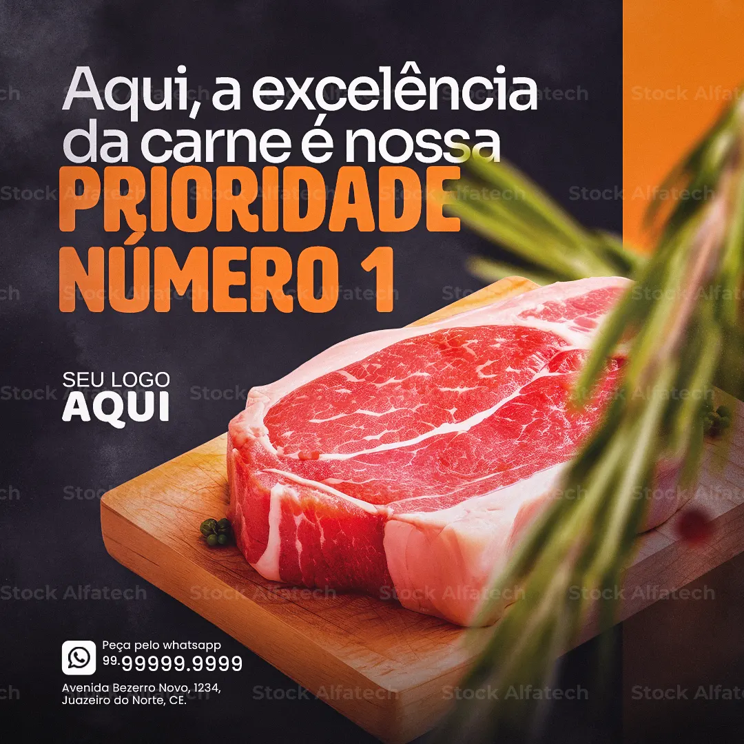 Carnes selecionadas com preço especial em Psd flyer 100% editável
