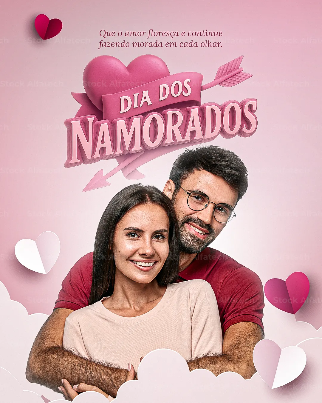 Dia dos Namorados com personalidade: arte com casal para comunicar afeto e presença — Psd feed 100% editável