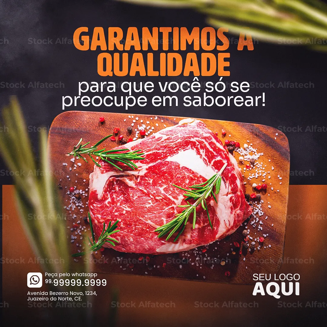 Psd flyer 100% editável para açougue com preço baixo todo dia