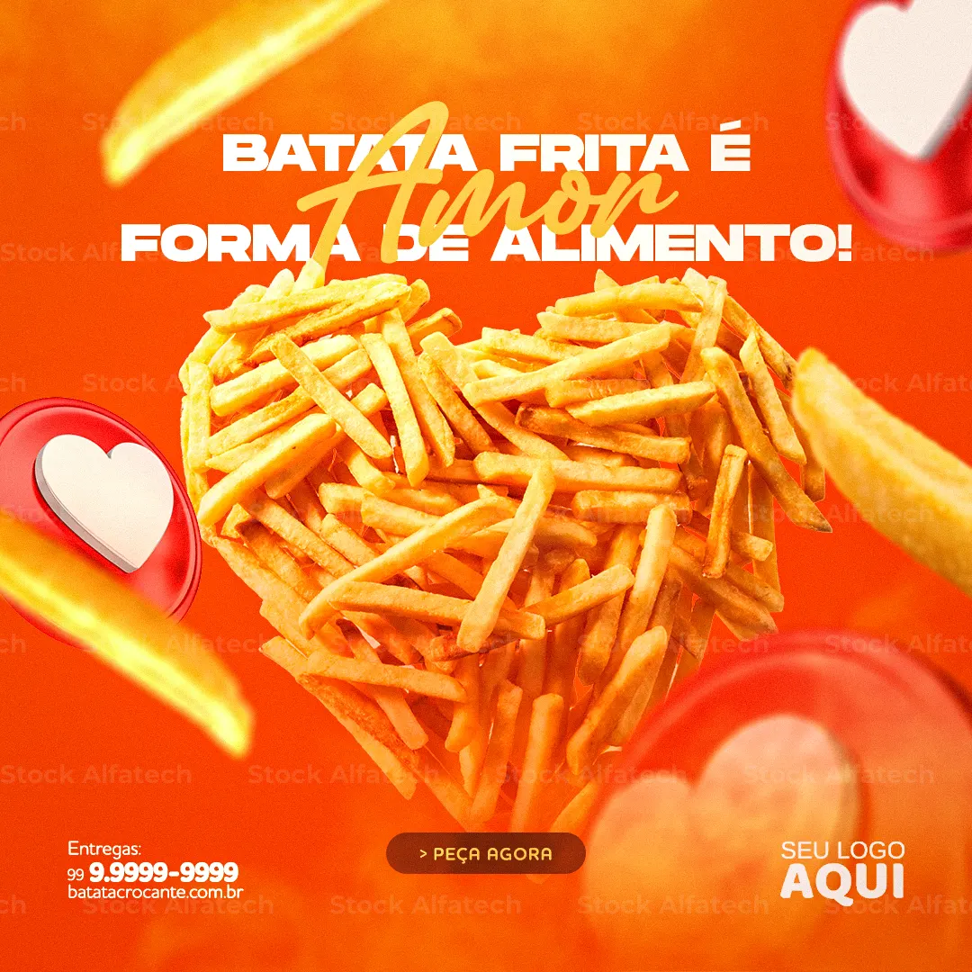 Batata frita crocante por fora e macia por dentro em Psd flyer 100% editável