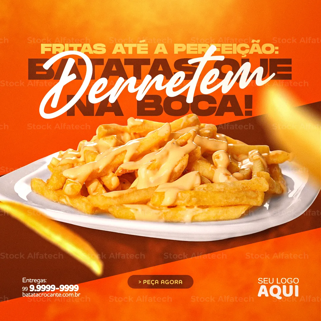 Psd flyer 100% editável para batata frita com queijo e bacon