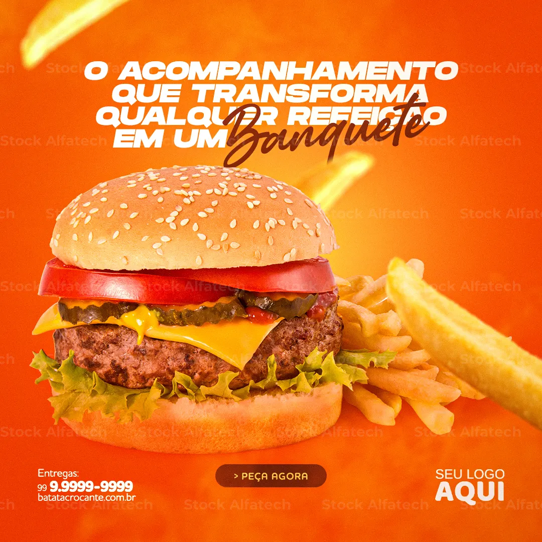Promoção de batata frita em Psd flyer 100% editável para restaurante