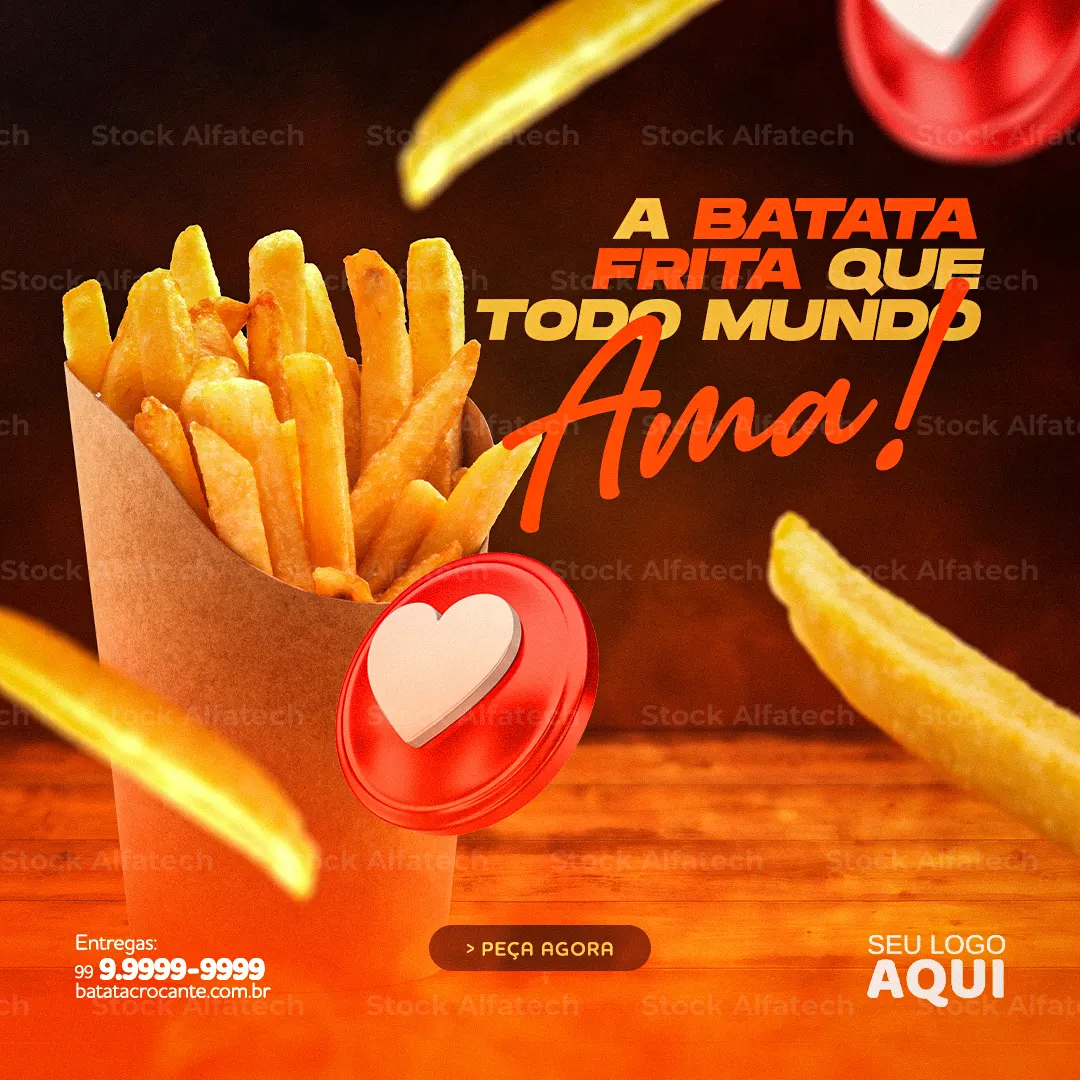 Porção de batata frita para lanchonete — Psd flyer 100% editável