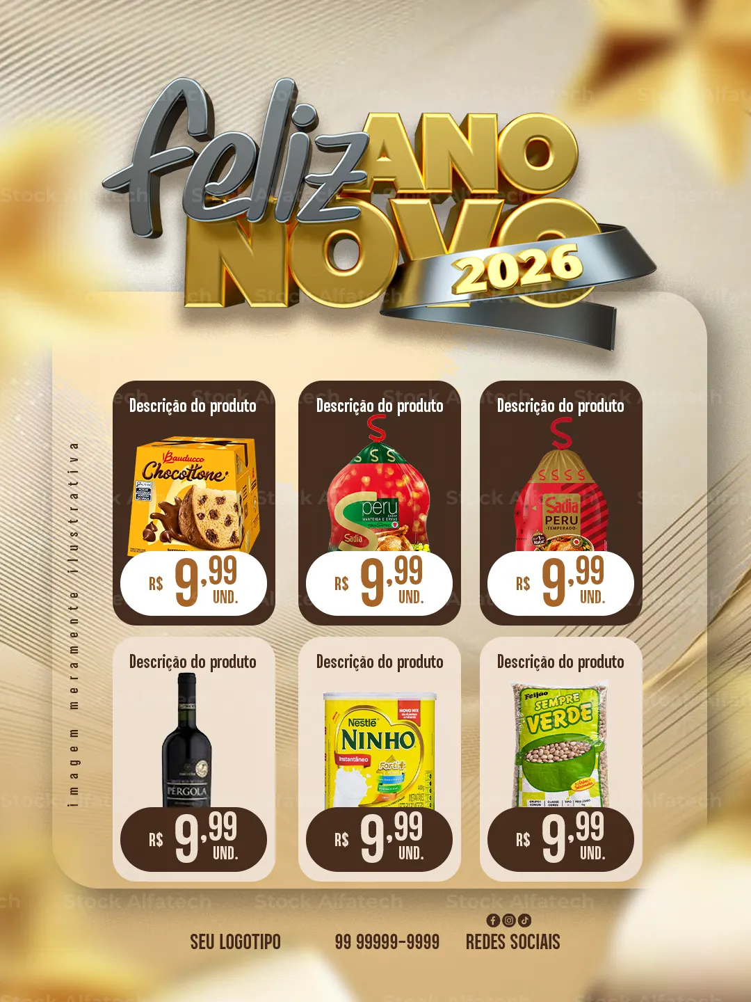 Ofertas de Ano Novo 2026 para divulgar promoções com destaque no feed — Psd feed 100% editável