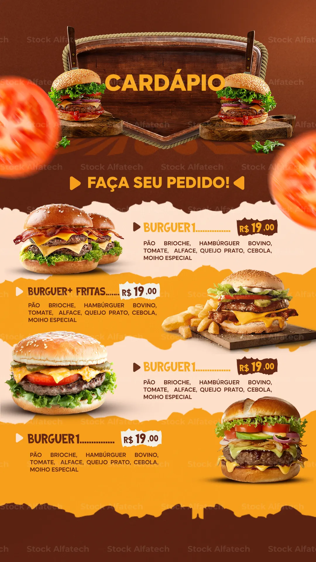 Promoção para hamburgueria em versão Stories — Psd flyer 100% editável