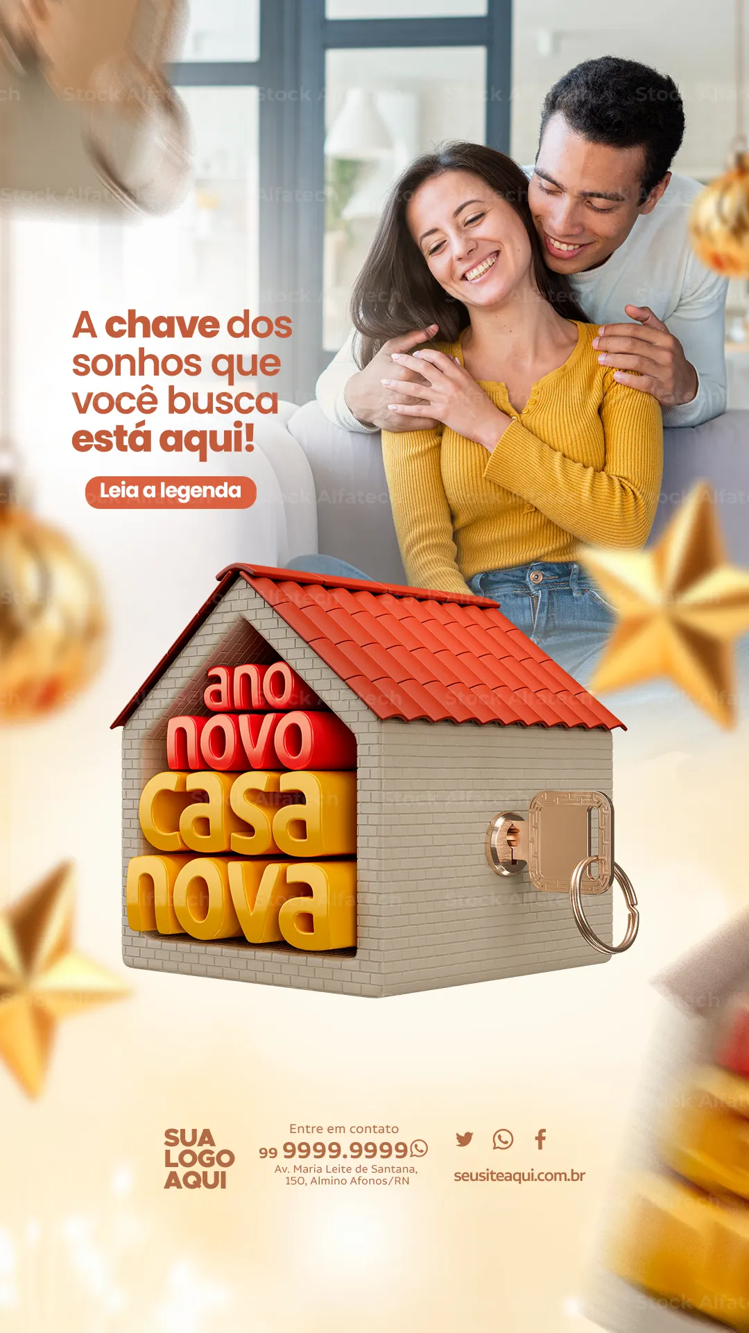 Ano novo casa nova com campanha imobiliária criativa — Psd flyer 100% editável