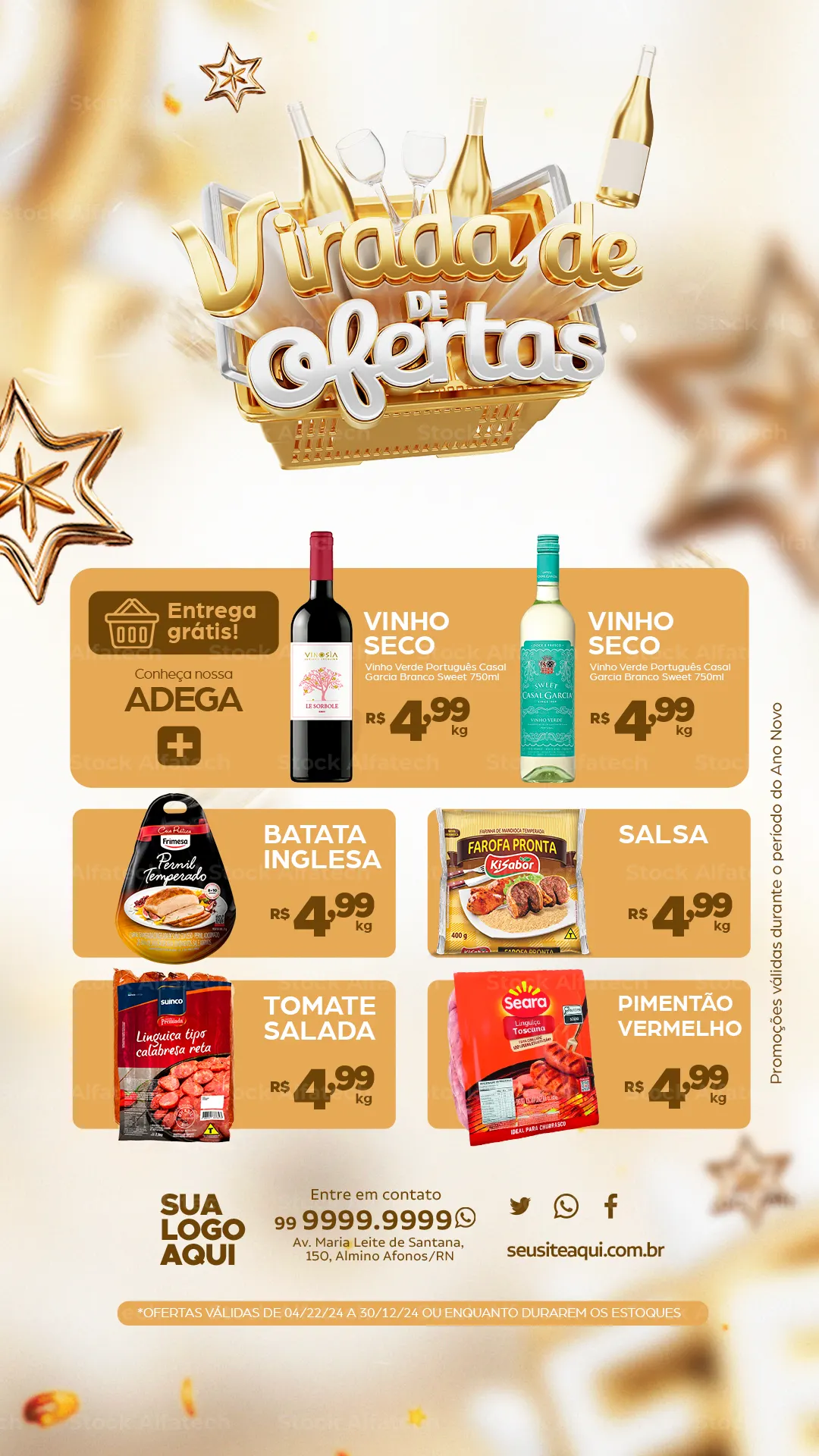 Virada de ofertas dourada para mercado e adega — Psd flyer 100% editável