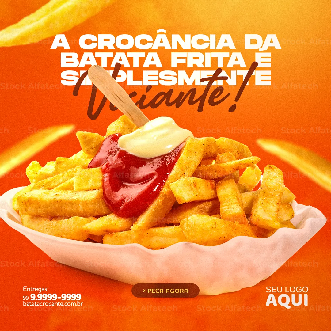 Psd flyer 100% editável para batata frita com molhos especiais