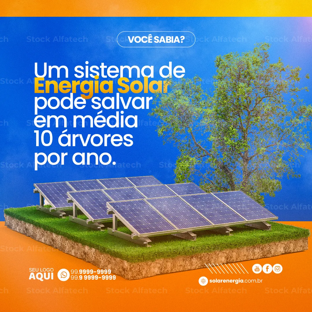 Psd flyer 100% editável para divulgação de placas solares