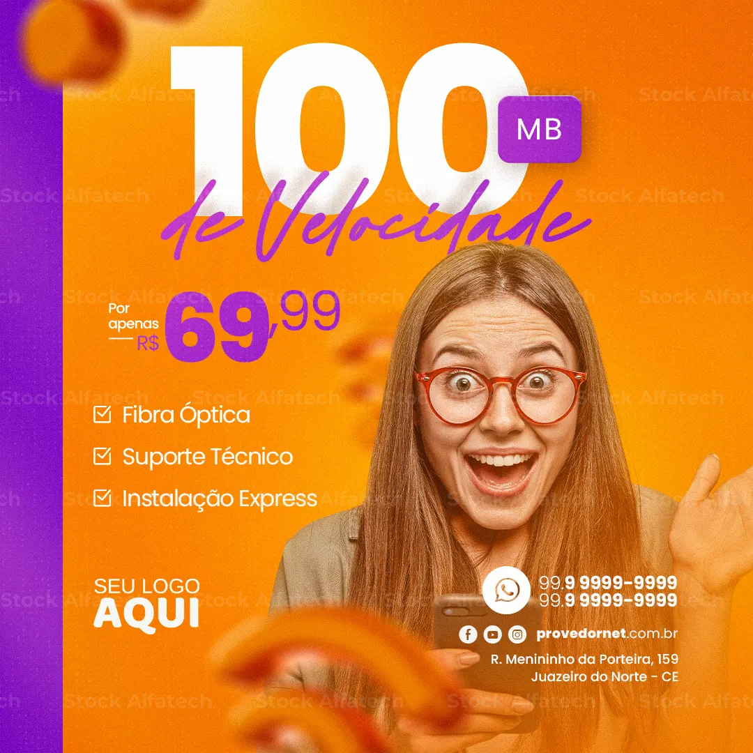 Internet fibra para toda família em Psd flyer 100% editável