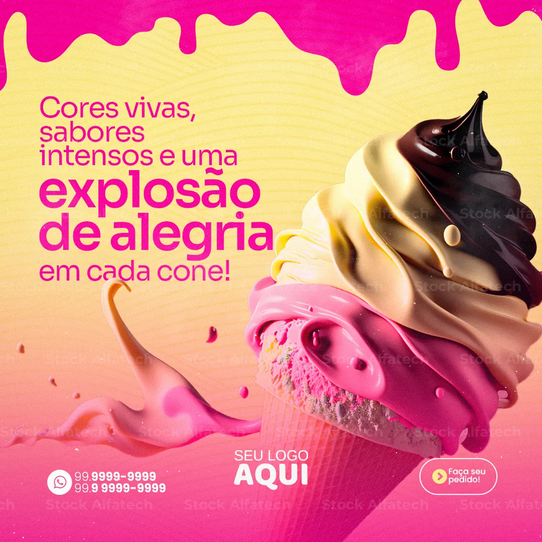 Açaí, sorvete e milkshake em Psd flyer 100% editável