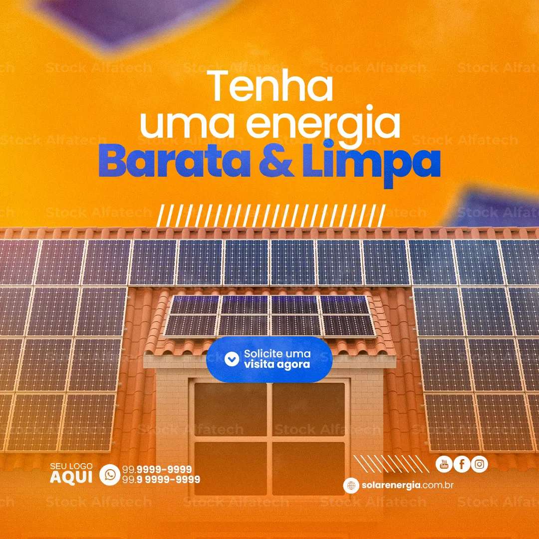 Energia solar para um futuro mais econômico em Psd flyer 100% editável