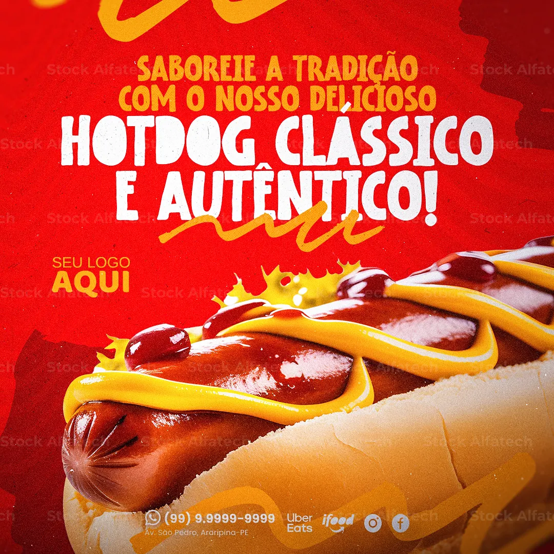 Psd flyer 100% editável com oferta de hotdog promocional