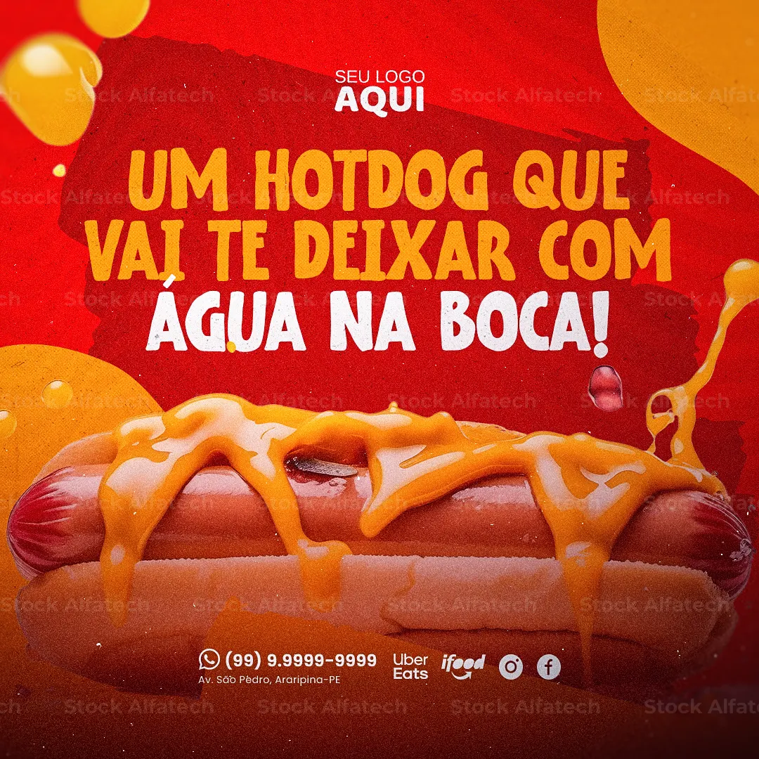 Psd flyer 100% editável para cachorro quente com sabor irresistível