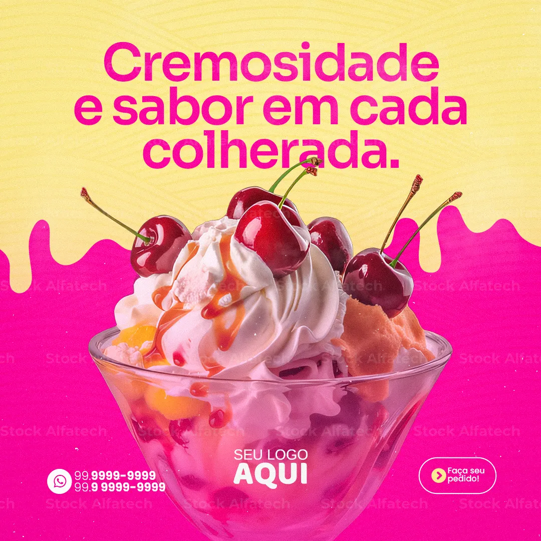 Sorvete geladinho para refrescar o dia em Psd flyer 100% editável