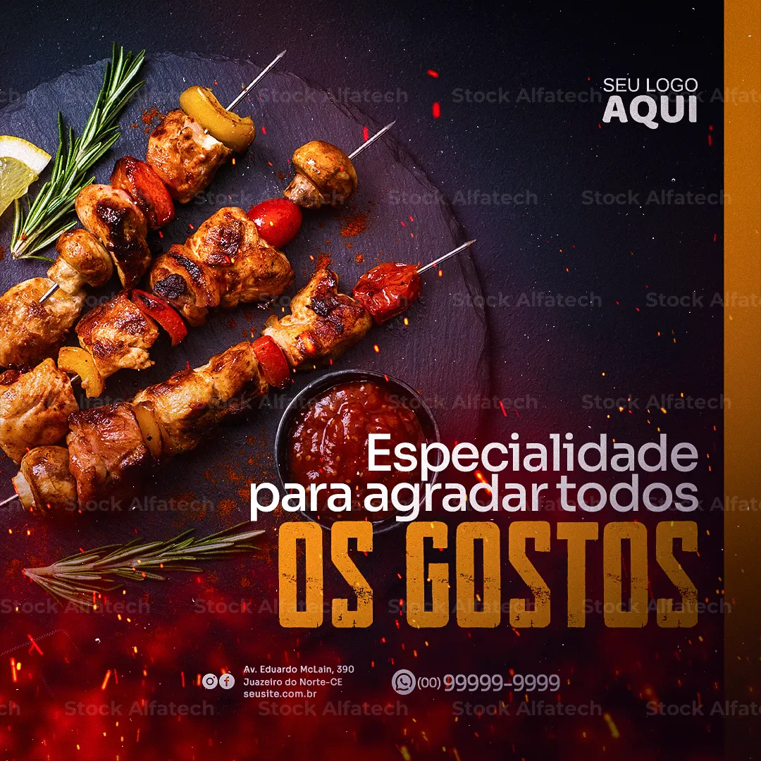 Espetinho perfeito para acompanhar sua cerveja em Psd flyer 100% editável