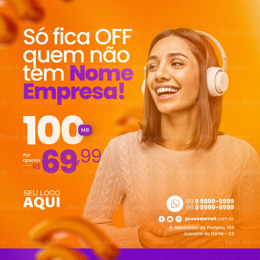 Psd flyer 100% editável para provedor de internet com planos de fibra óptica