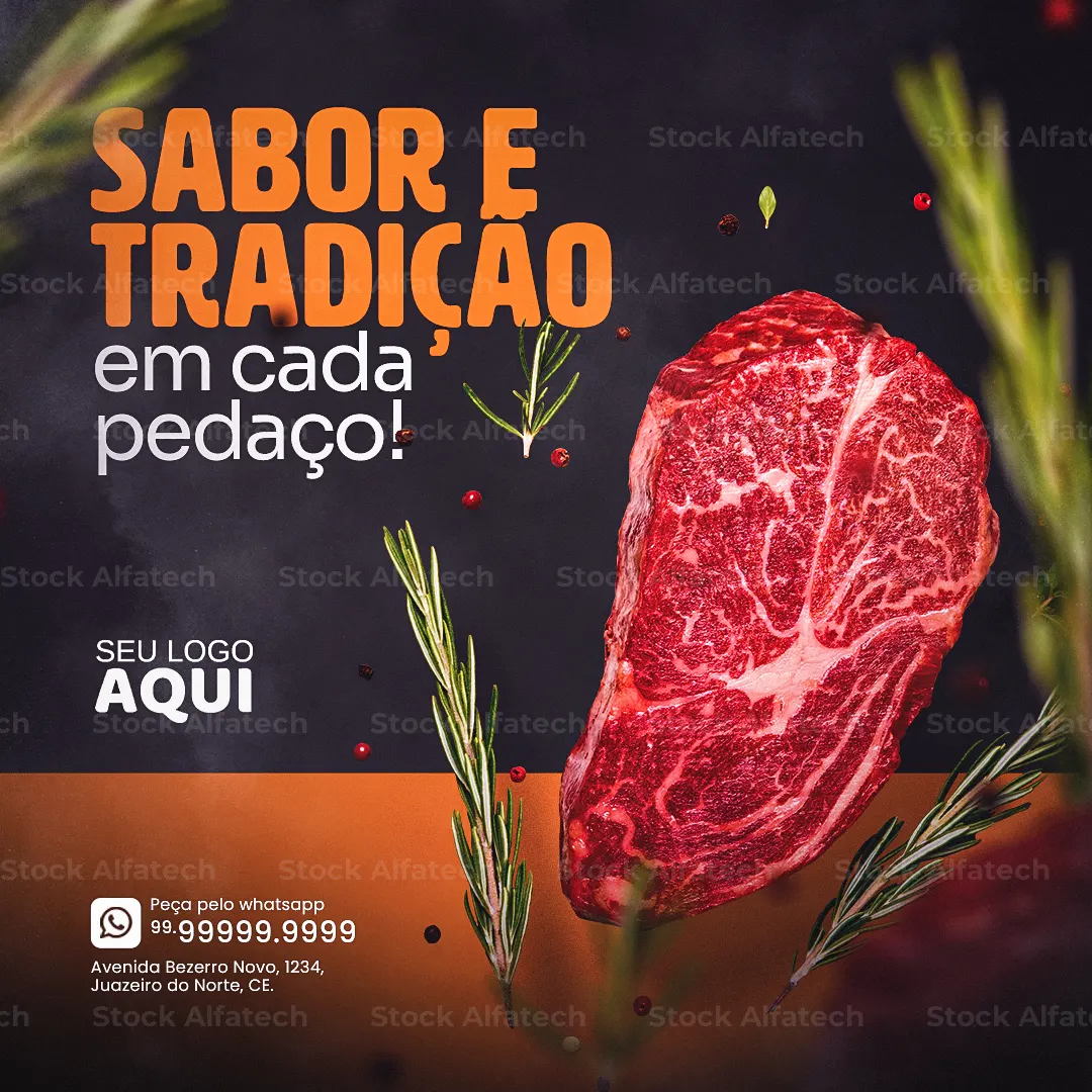 Psd flyer 100% editável para açougue com cortes nobres