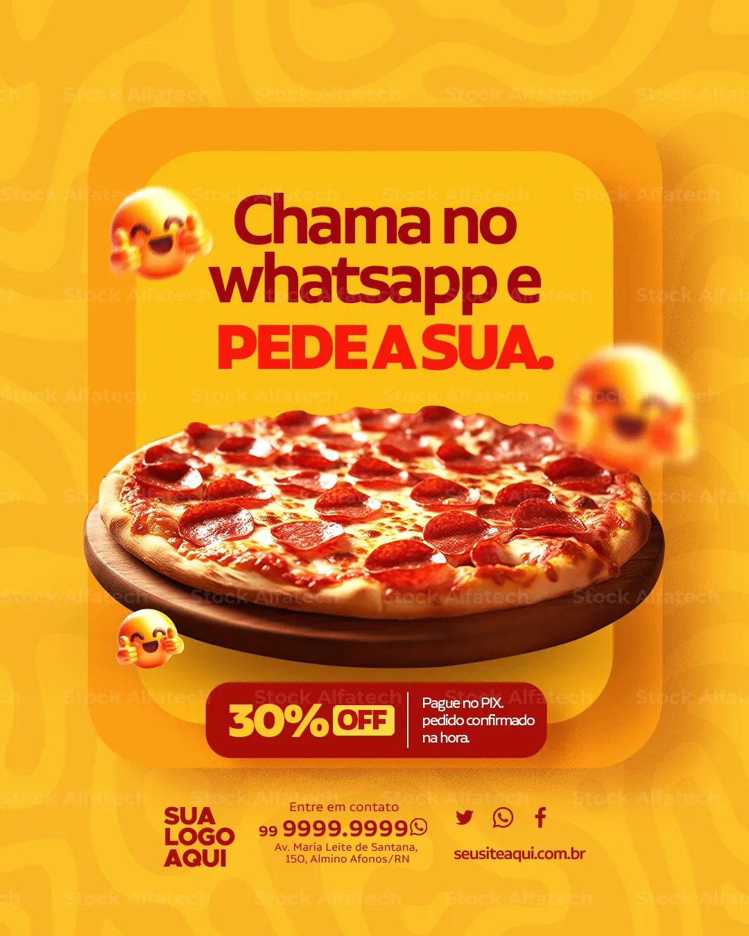 Chama no WhatsApp e peça já: layout promocional direto ao ponto para vender todo dia — Psd feed 100% editável