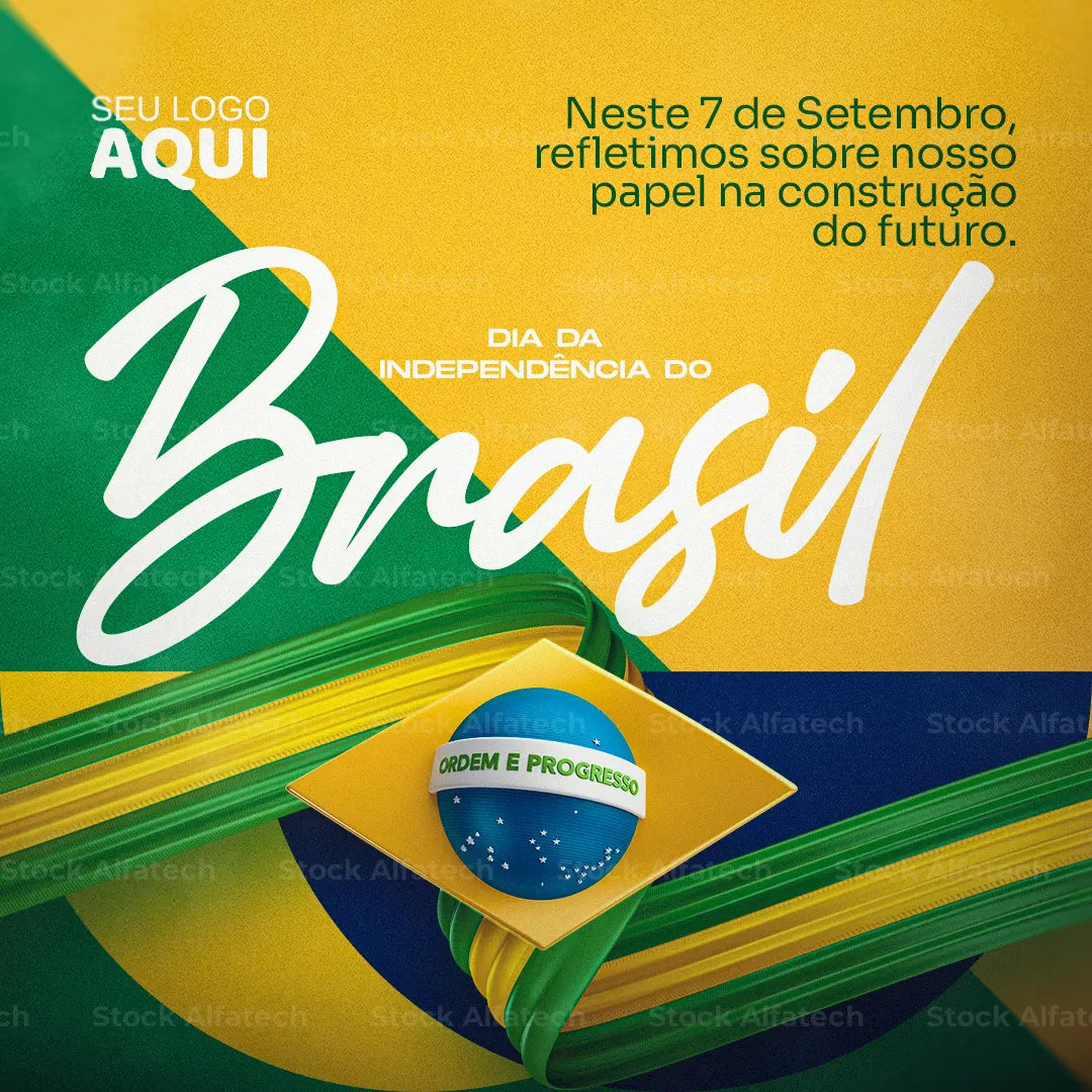 Independência do Brasil com arte institucional em Psd flyer 100% editável
