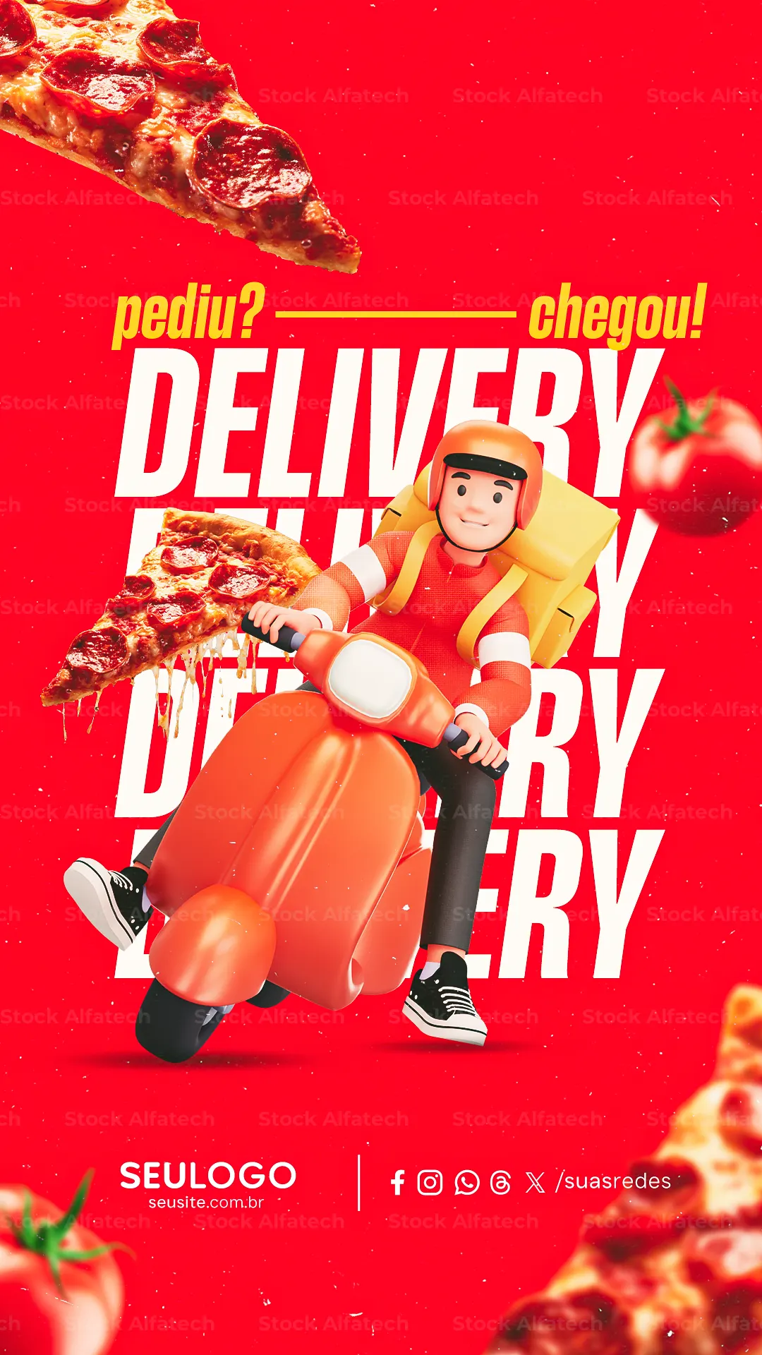 Psd flyer 100% editável para delivery versão Stories