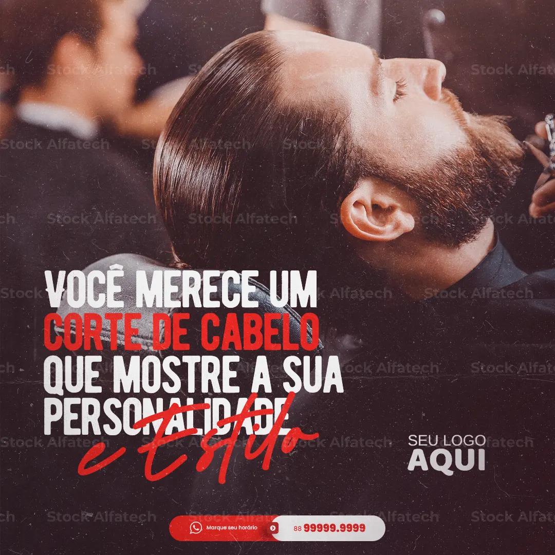 Estilo masculino renovado com corte degradê em Psd flyer 100% editável