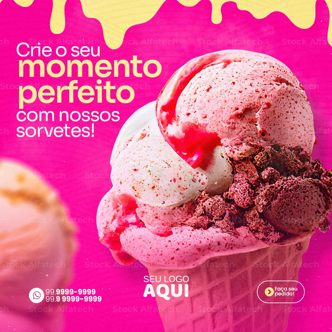 Sorvete cremoso para toda família em Psd flyer 100% editável