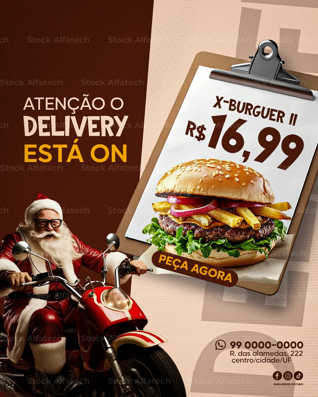 Oferta de hamburgueria no Feed com visual de dar fome — Psd flyer 100% editável