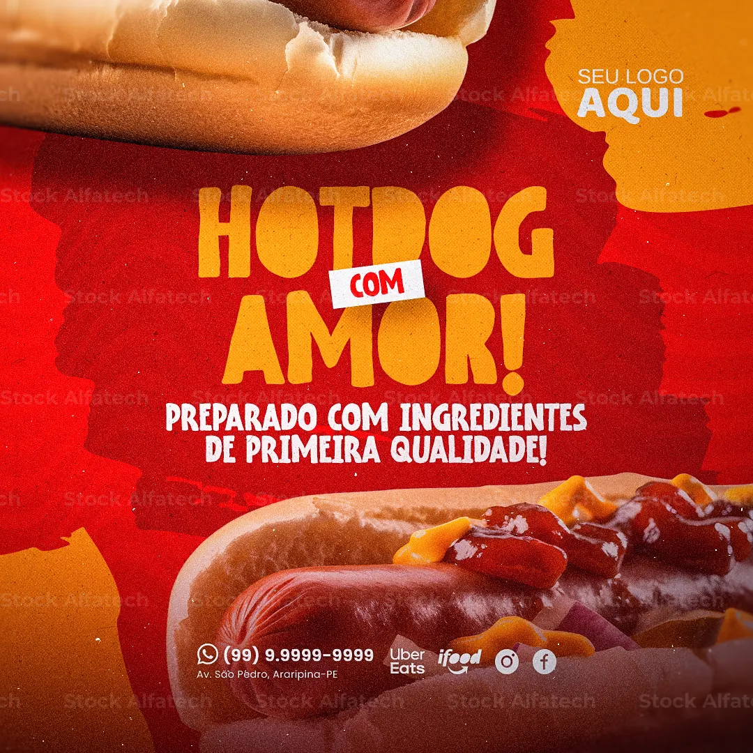 Cachorro quente tradicional em Psd flyer 100% editável